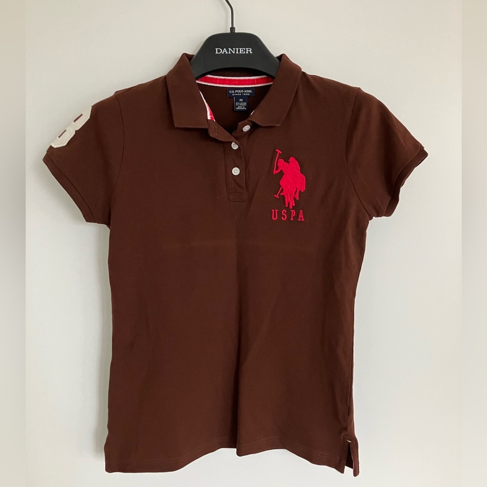 U.S. Polo Assn. Kids Brown Polo with Red Logo